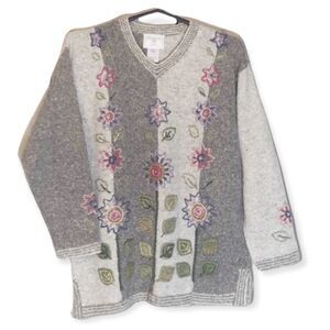 Susan Bristol Vintage Y2K Floral Heather Sweater Petite ??? NWT